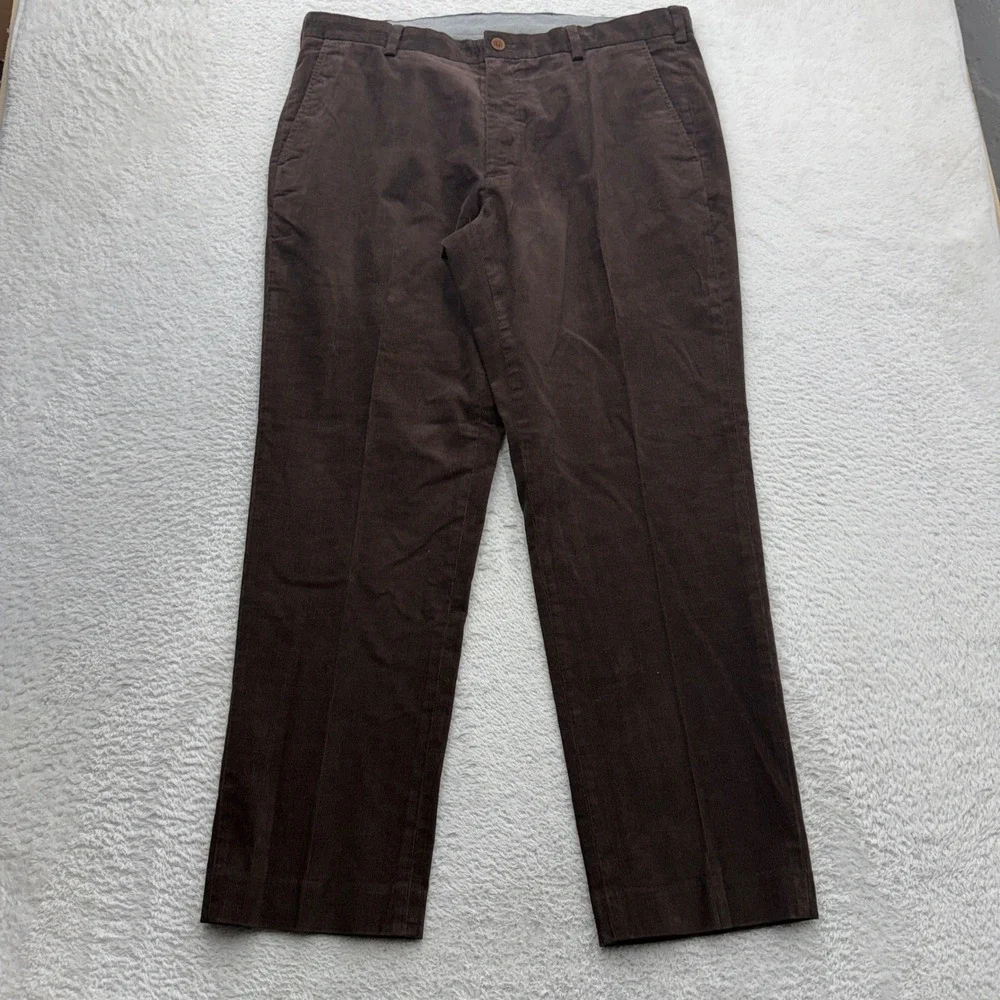 Brooks Brothers Clark Brown Corduroy Pant Mens 38x30 Straight Leg Cotton Stretch